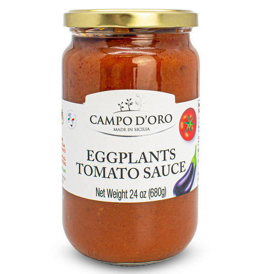 Italian Tomato Sauce with Eggplant, Made with Extra Virgin Olive Oil and Eggplants. 100% Natural, Italian, Jar 24oz (680g). Non-GMO, Gluten Free, By Campo D'Oro Italian Sausages