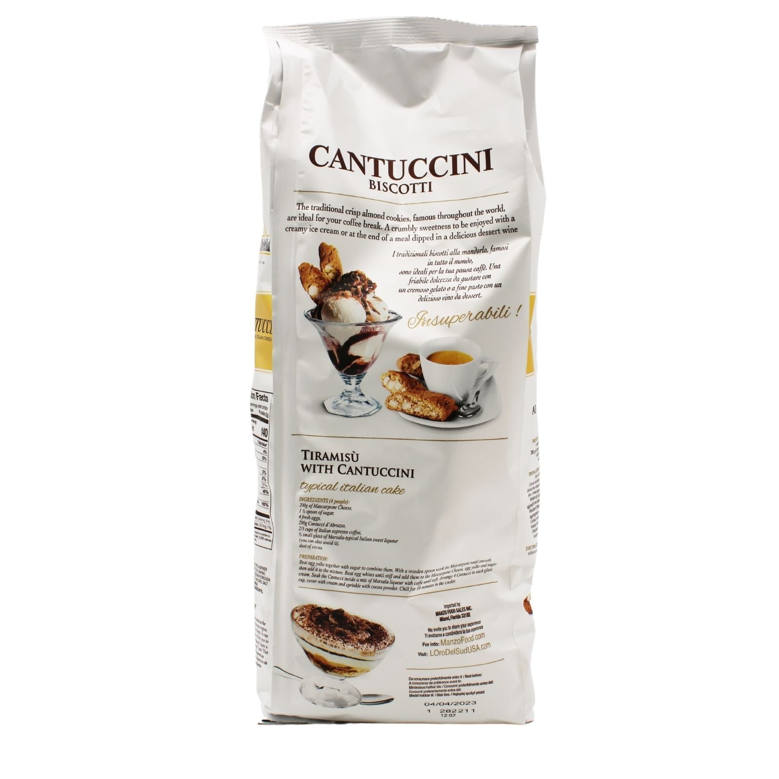 L'Oro Del Sud Cantuccini Biscotti almond cookies, 600g bag, authentic Italian almond biscuits with crunchy texture