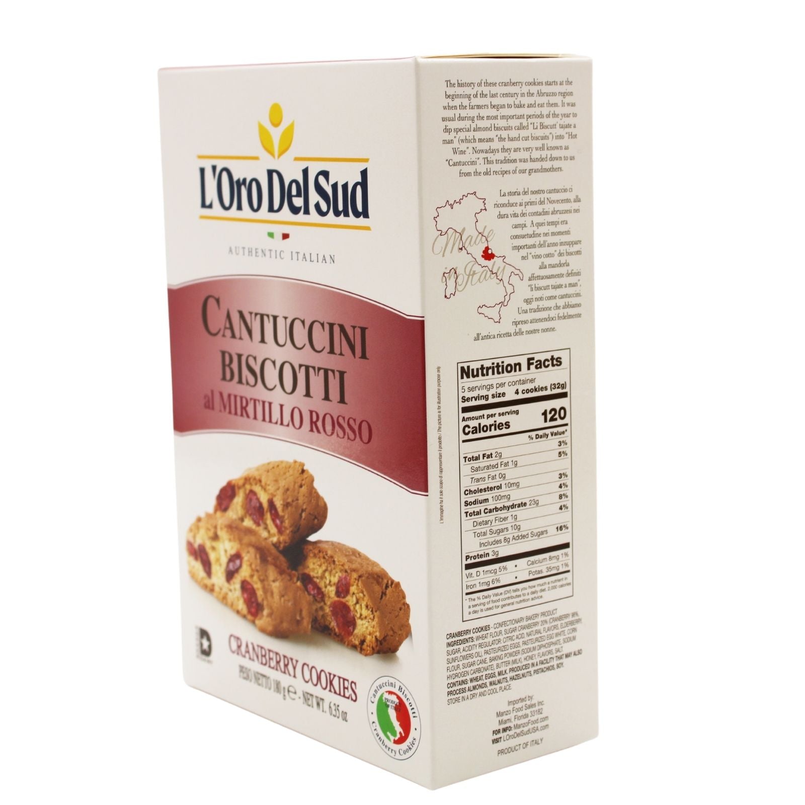 L'Oro Del Sud Cantuccini biscotti cranberry cookies Italian almond biscuits 180g box