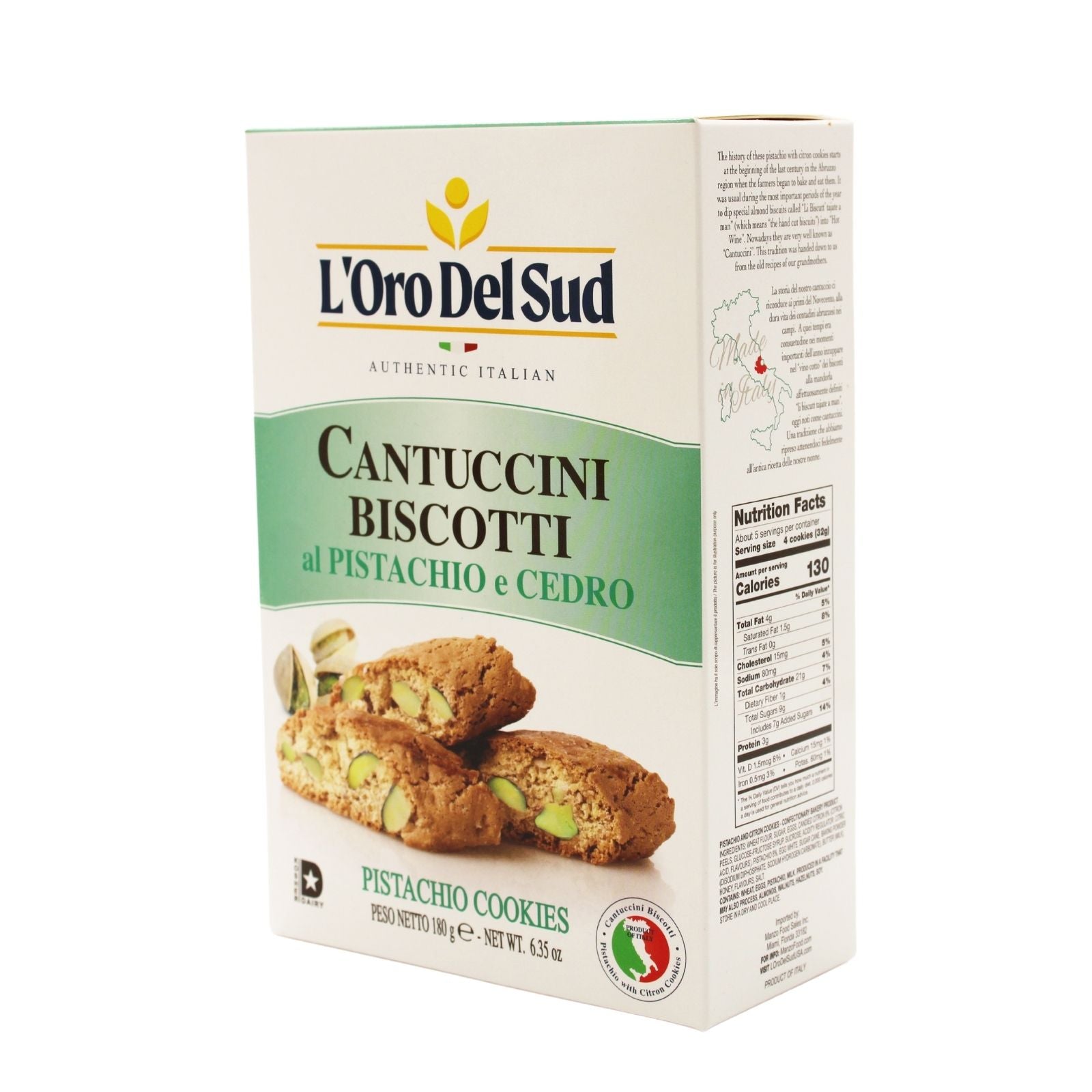 L'Oro Del Sud Cantuccini Biscotti with Pistachio