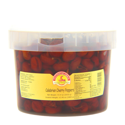 TuttoCalabria Round Calabrian Cherry Peppers BULK Tub, 98 oz